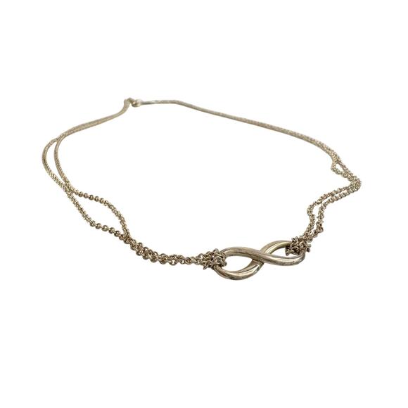 Tiffany & Co Infinity Double Chain Pendant and Necklace in Sterling 16" Chain - Picture 7 of 15
